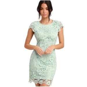 Lulu's Romance Language Sage Green Backless Lace Dress Size M